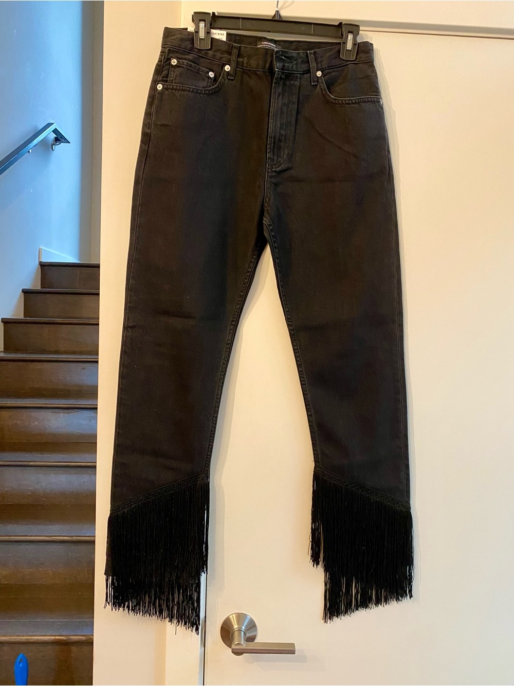 Black Fringe Hem Men’s Jeans